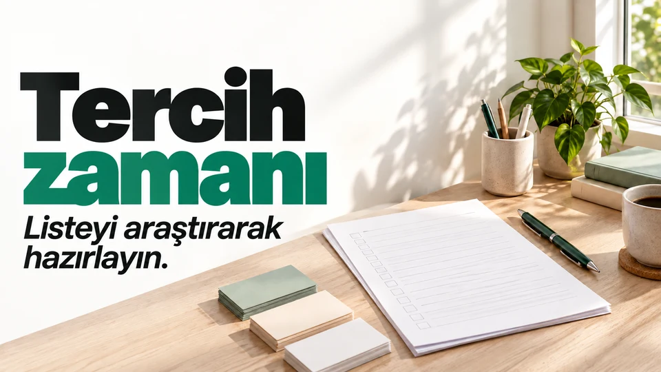 Tercih zamanı: Kalem ve boş tercih listesiyle üniversite tercihlerini araştırma.