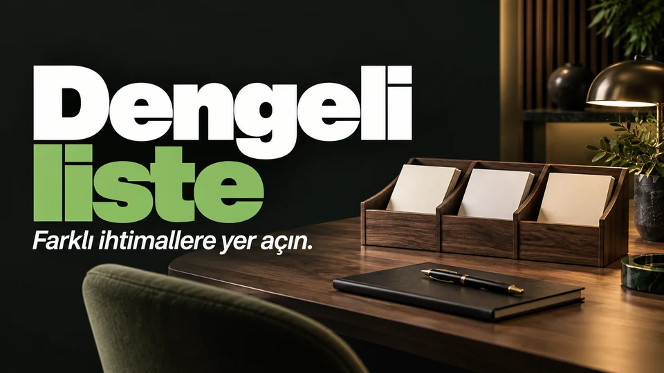 Dengeli liste başlığı yanında üç bölümlü tercih panosu.