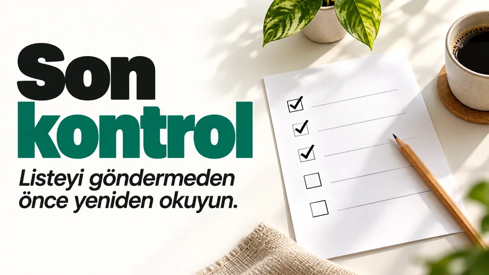 Son kontrol başlığı yanında işaretli tercih kontrol kağıdı.