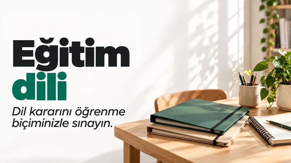 Eğitim dili başlığı yanında iki ders dosyası.