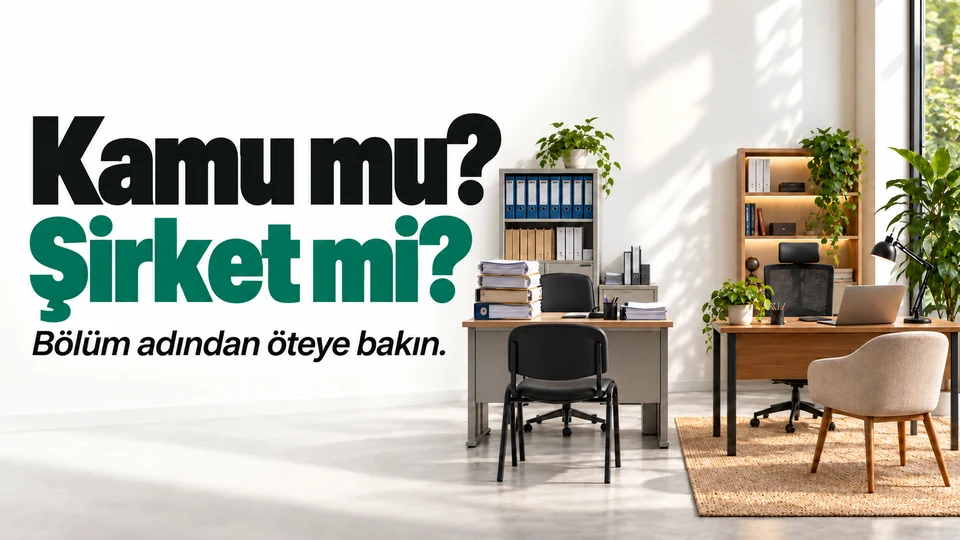 Kamu mu? Şirket mi? başlığı yanında iki farklı çalışma alanı.