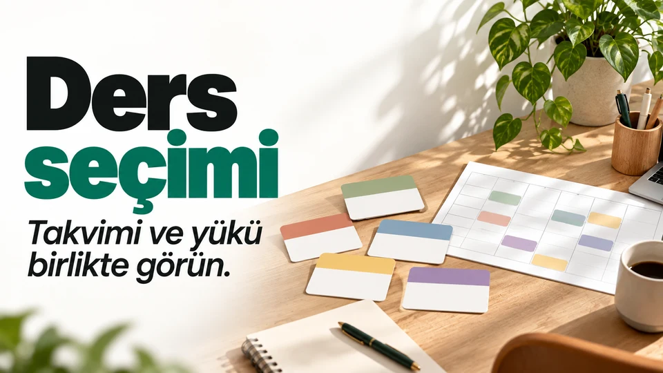 Ders seçimi için farklı ders kartları ve haftalık takvim.