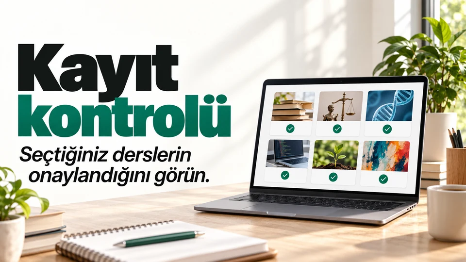 Üniversite ders kayıt ekranında seçilen dersler ve onay kontrolü.