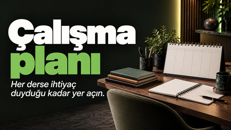 Haftalık ders çalışma takvimi ve üzerine ayrılmış not kartları.