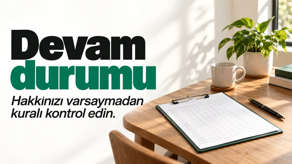 Üniversite dersleri için tarih ve devam durumunu gösteren yoklama çizelgesi.
