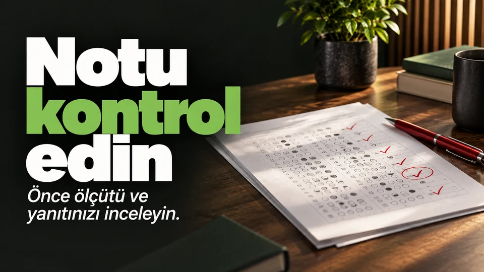 Notları işaretlenmiş sınav kağıdı ve değerlendirme ölçütü.