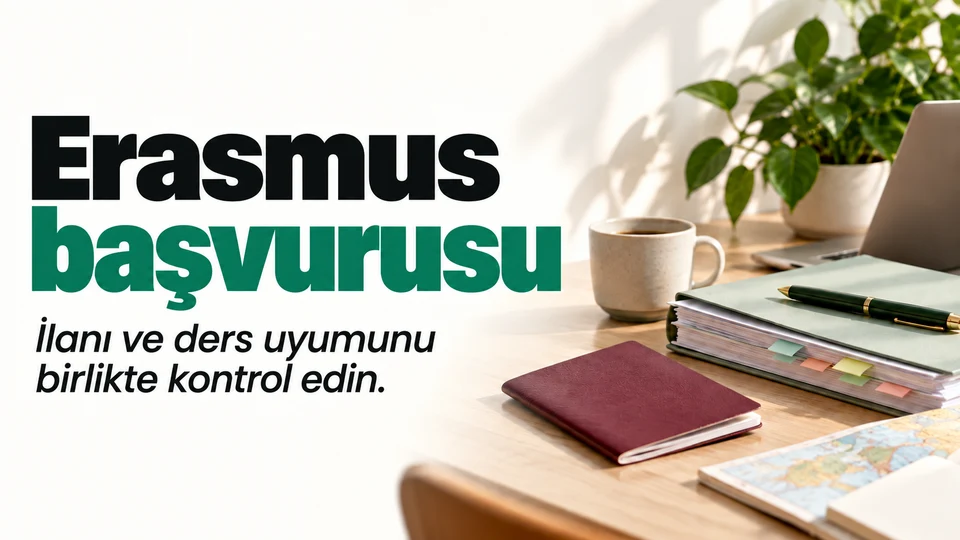 Erasmus başvurusu için pasaport, ders listesi ve başvuru takvimi.