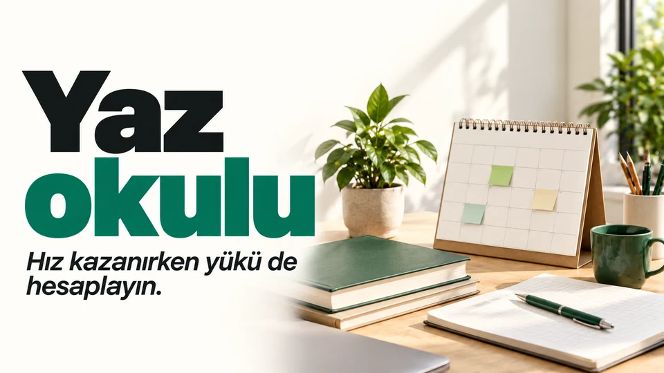 Yaz okuluna ayrılmış takvim ve ders dosyası.