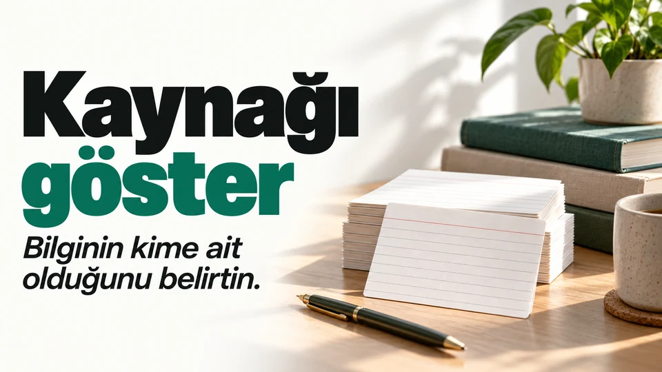 Ödev için düzenlenmiş yazar, tarih ve kaynak fişleri.