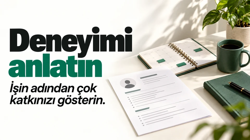 Deneyimi anlatın başlığı ve sağda yarı zamanlı iş takvimi ile CV sayfası.