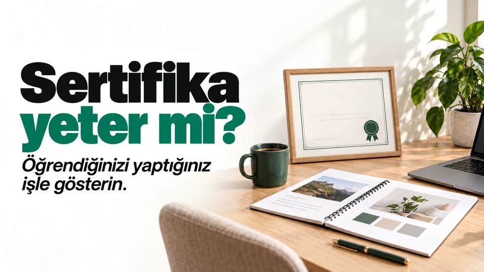 Sertifika yeter mi başlığı ve sağda sertifika ile uygulanmış çalışma örneği.