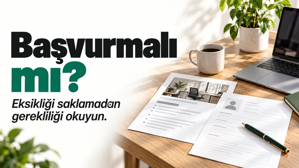 Başvurmalı mı başlığı ve sağda İngilizce şartı bulunan iş ilanı ile başvuru formu.