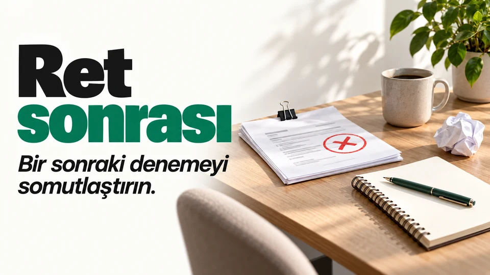 Ret sonrası başlığı ve sağda kapanmış başvuru ile sonraki deneme notu.