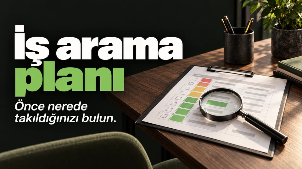 İş arama planı başlığı ve sağda başvuru kayıtlarının incelendiği masa.
