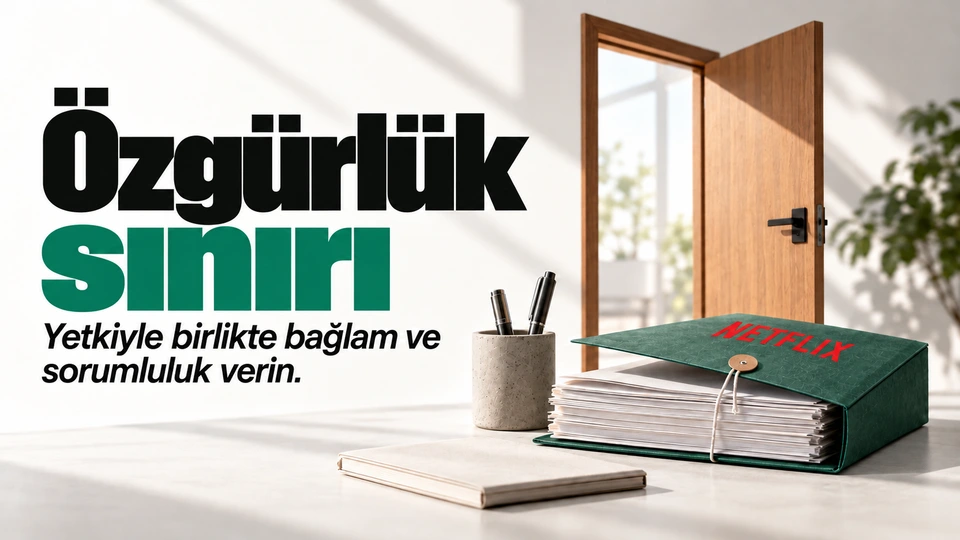 Özgürlük sınırı: Açık kapı ve sorumluluk dosyası. Sağdaki sahnede Netflix logosu.