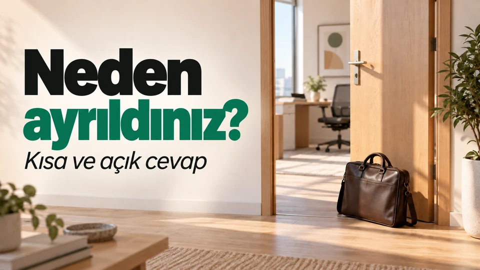Neden ayrıldınız? Kısa ve açık cevap. Açılan ofis kapısı ve iş çantası.
