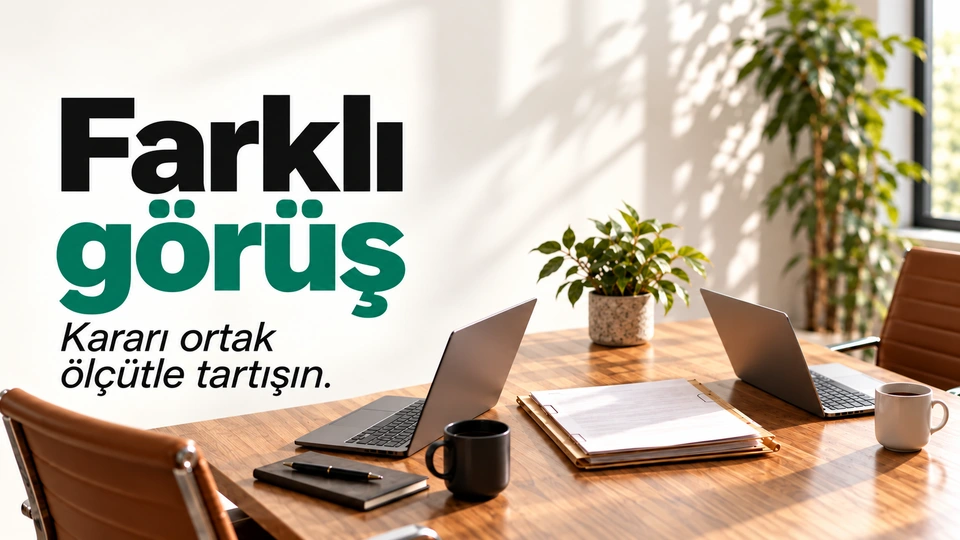 Farklı görüş başlığı yanında ortak deftere yönelen iki bilgisayar