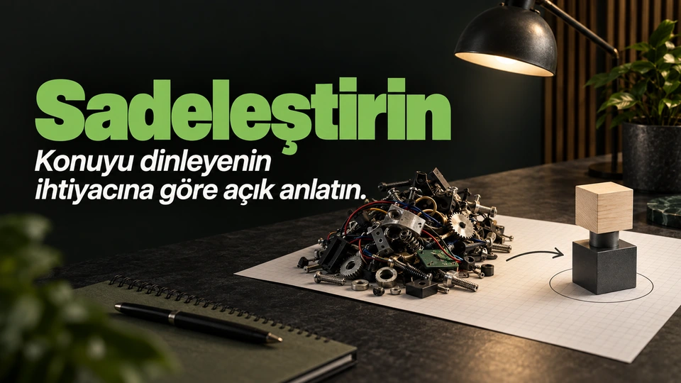 Sadeleştirin: Karmaşık parçalar arasındaki sade model.