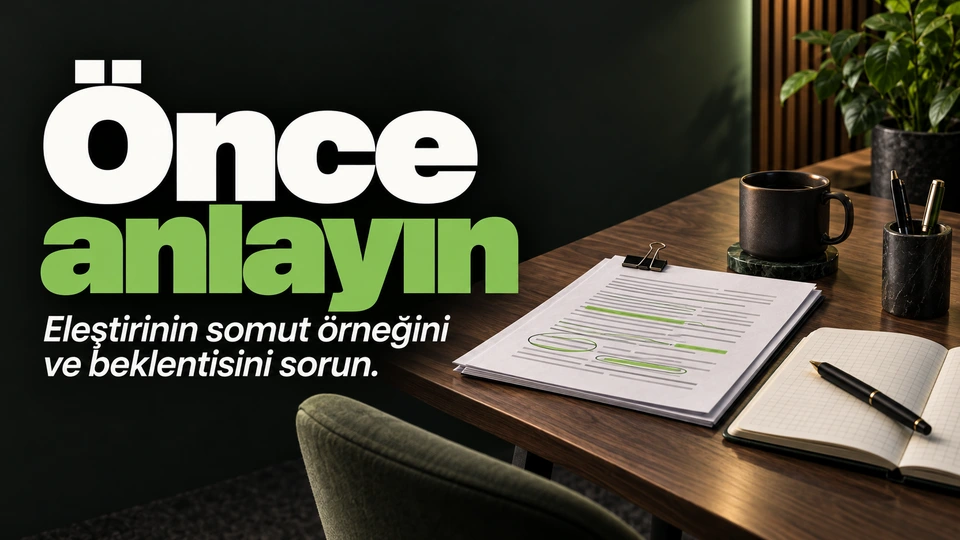 Önce anlayın: İşaretlenmiş belge ve açık not alanı.