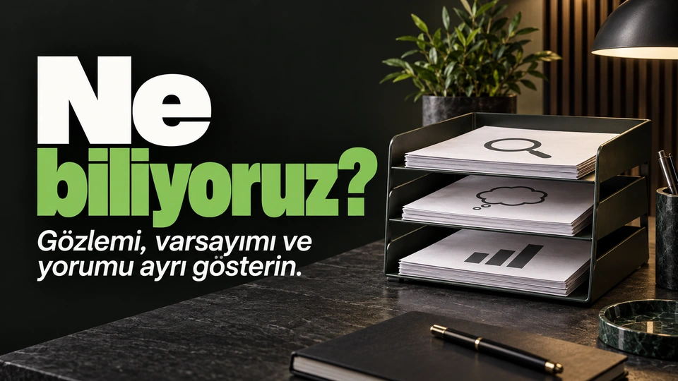Ne biliyoruz?: Üç bölmeli tepsi ve rapor sayfaları.