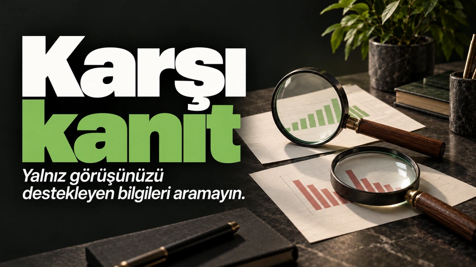 Karşı kanıt: Farklı yönlere çevrilmiş iki büyüteç.