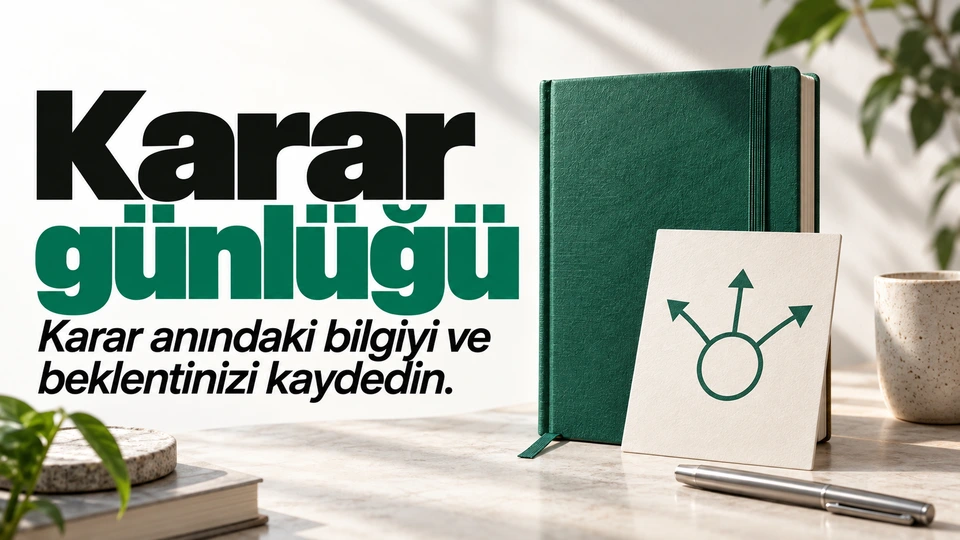 Karar günlüğü: Tarih ayracı bulunan defter ve karar kartı.
