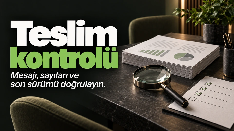 Teslim kontrolü: Rapor, büyüteç ve kontrol kartı.