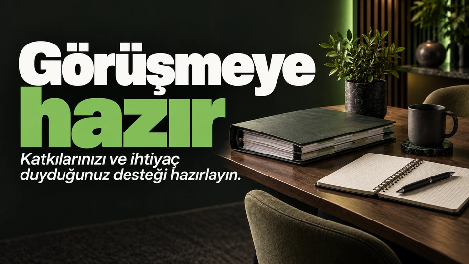 Görüşmeye hazır: Kanıt dosyası ve görüşme defteri.