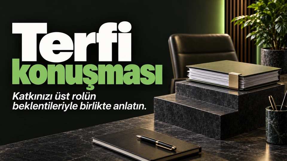 Terfi konuşması: Bir üst basamağa yerleştirilmiş çalışma dosyası.