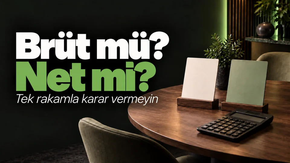 Brüt mü? Net mi? başlıklı kişisel finans kapağı; İki ücret kartı.