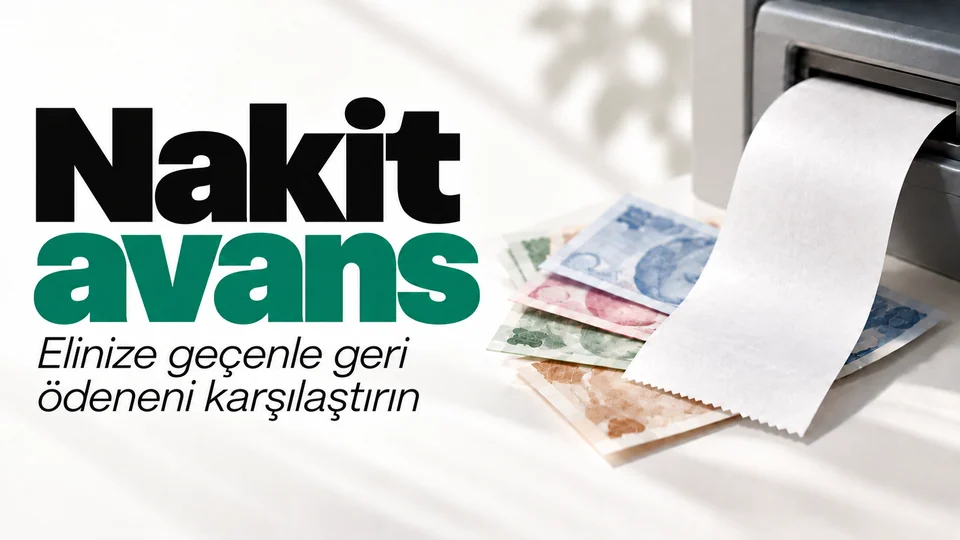 Nakit avans başlıklı kişisel finans kapağı; ATM fişi.