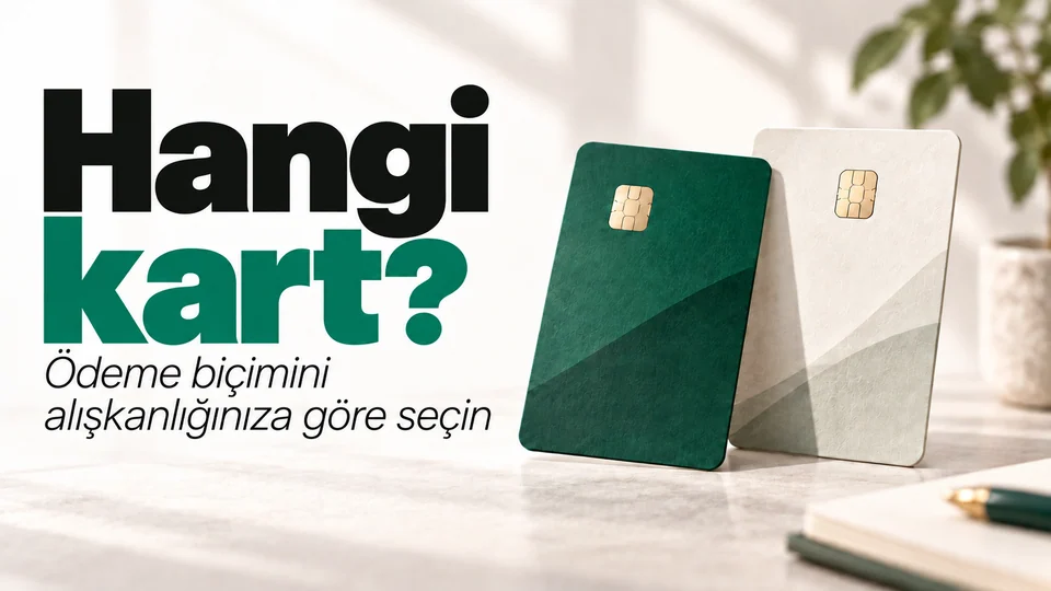 Hangi kart? başlıklı kişisel finans kapağı; İki kart.