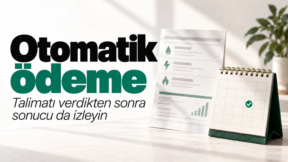 Otomatik ödeme başlıklı kişisel finans kapağı; Fatura ve takvim.