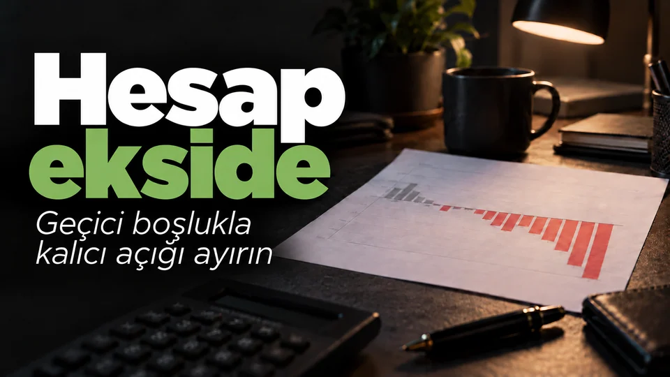 Hesap ekside başlıklı kişisel finans kapağı; Eksi bakiyeli hesap çizelgesi.