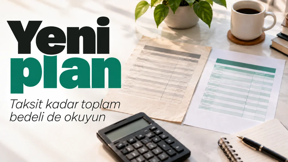 Yeni plan başlıklı kişisel finans kapağı; Eski ve yeni çizelge.