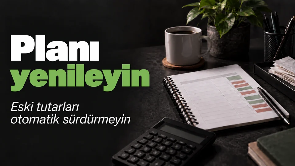 Planı yenileyin başlıklı kişisel finans kapağı; Yenilenen gider çizelgesi.
