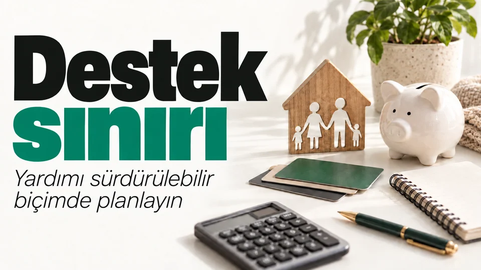 Destek sınırı başlıklı kişisel finans kapağı; Aile ve bütçe kartları.