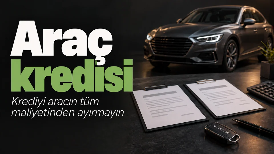 Araç kredisi başlıklı kişisel finans kapağı; Araba ve iki teklif.