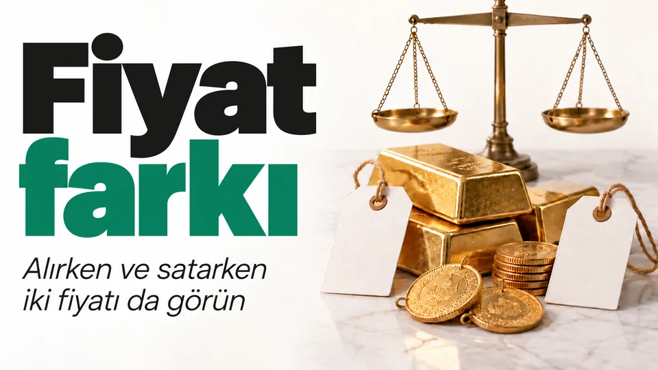 Fiyat farkı başlıklı kişisel finans kapağı; Altın ve iki fiyat etiketi.