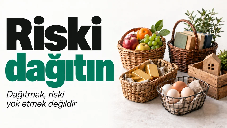 Riski dağıtın başlıklı kişisel finans kapağı; Farklı sepetler.