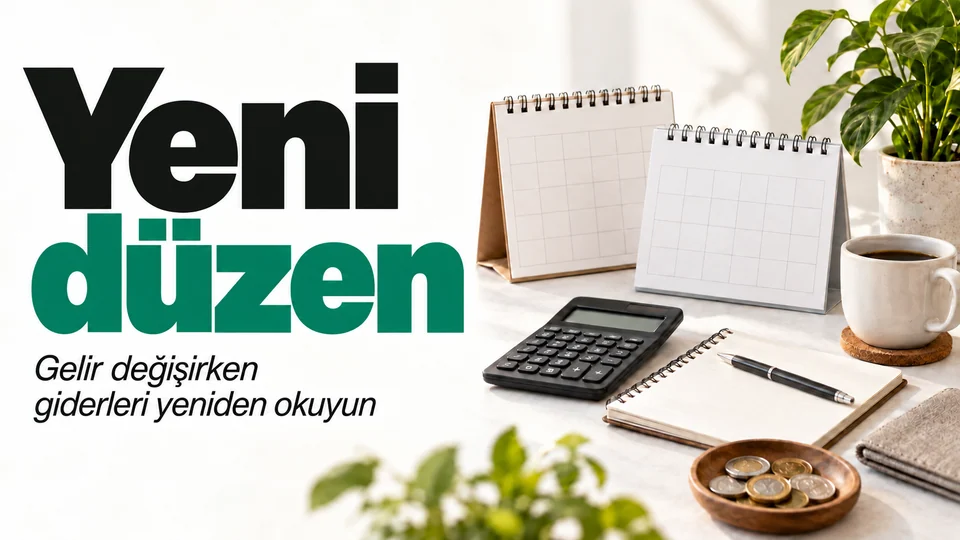 Yeni düzen başlıklı kişisel finans kapağı; İki dönem takvimi.