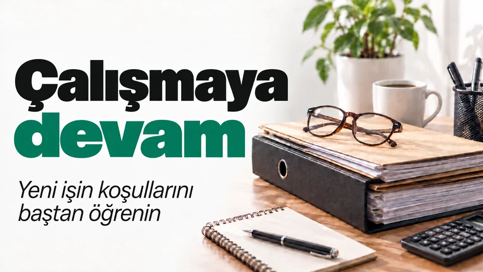 Çalışmaya devam başlıklı kişisel finans kapağı; İş ve emeklilik dosyası.