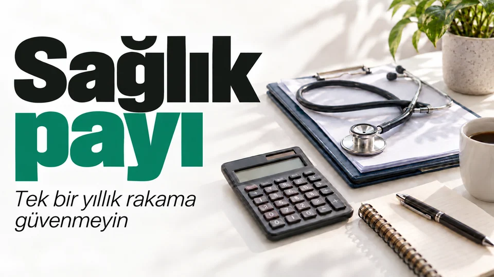 Sağlık payı başlıklı kişisel finans kapağı; Sağlık dosyası ve bütçe.