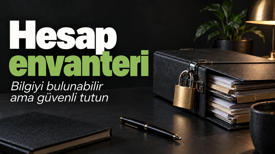 Hesap envanteri başlıklı kişisel finans kapağı; Kilitli kayıt dosyası.